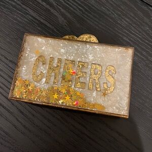 Neiman Marcus Gold and Cream Clutch